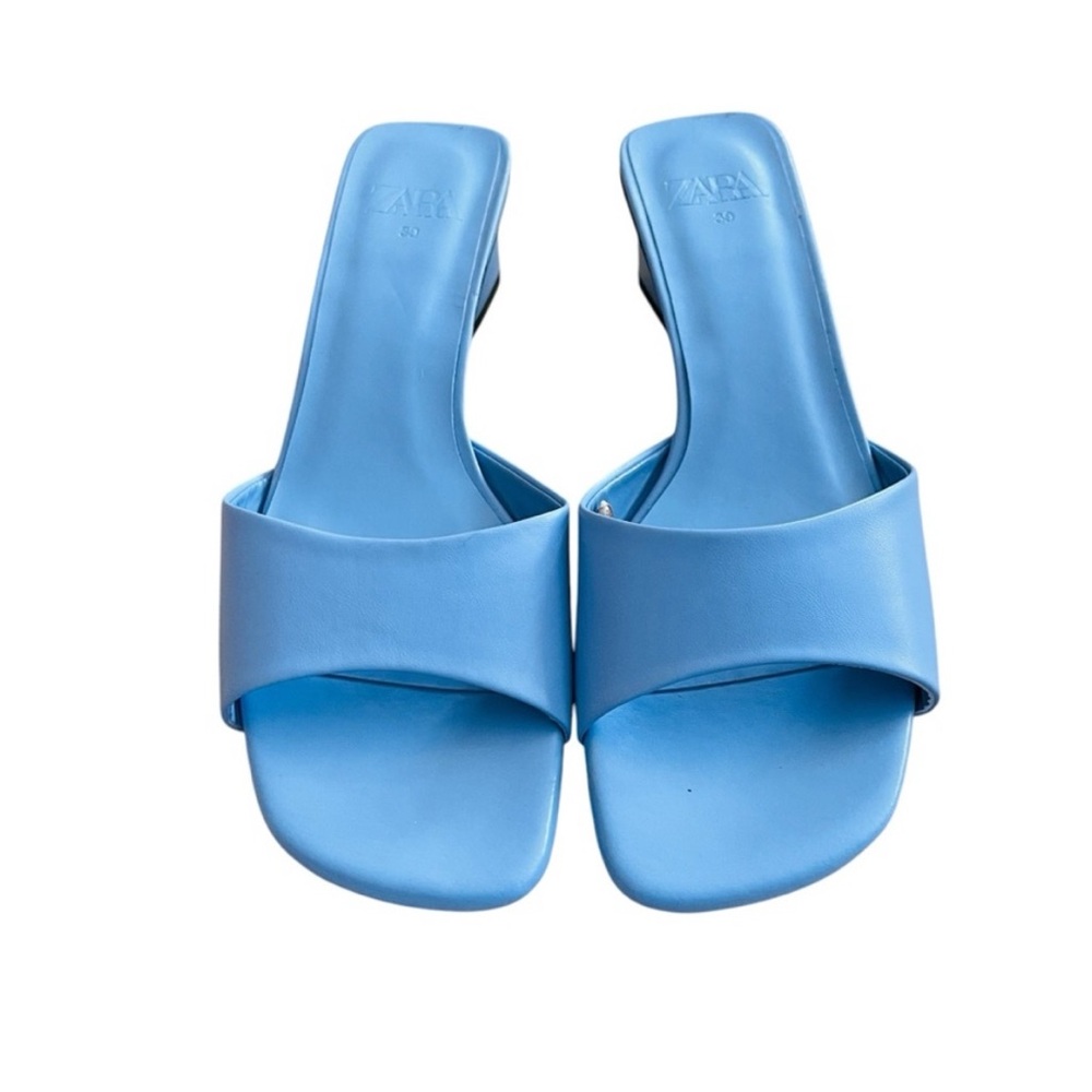 Zara Women's Powder Blue Mule Sandals. Size 39 (8 in US)